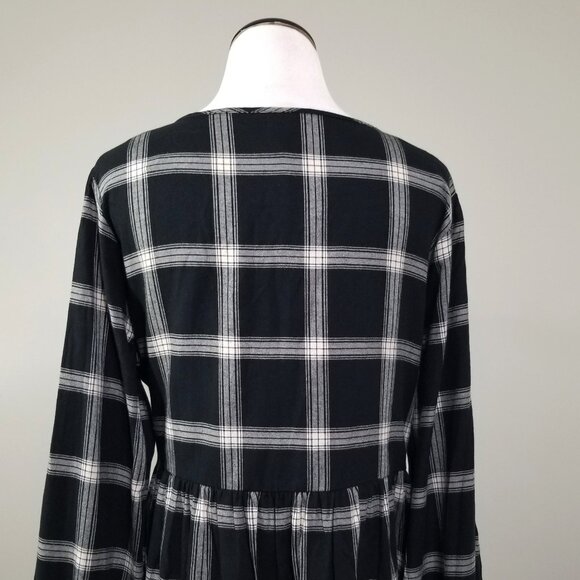 NEW Knox Rose Plaid Flannnel Babydoll Dress L Womens casual Boho Cottagecore - Picture 5 of 9